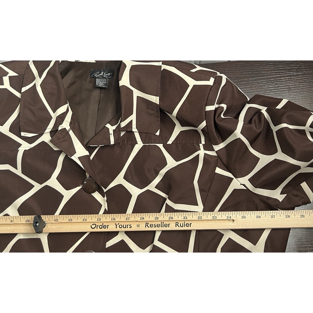 Russell Kemp Womens Jacket Blazer 3X Giraffe Print Lined Shoulder Pads Pockets - Picture 9 of 11